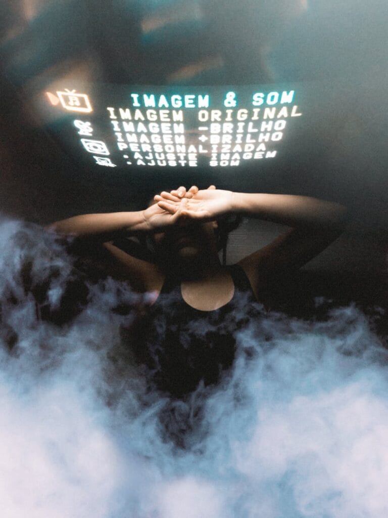 woman in steamy room